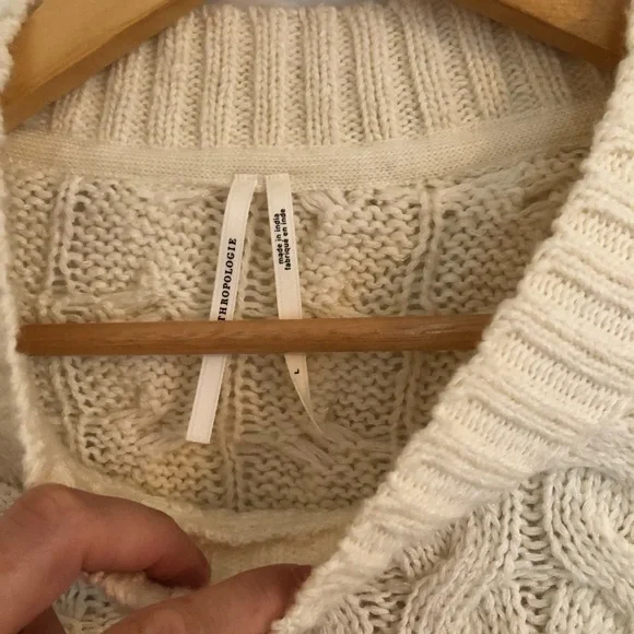 Anthropologie Cream Textured Sweater Vest Blouse combo Cream Cable Knit Sweater - Picture 7 of 9